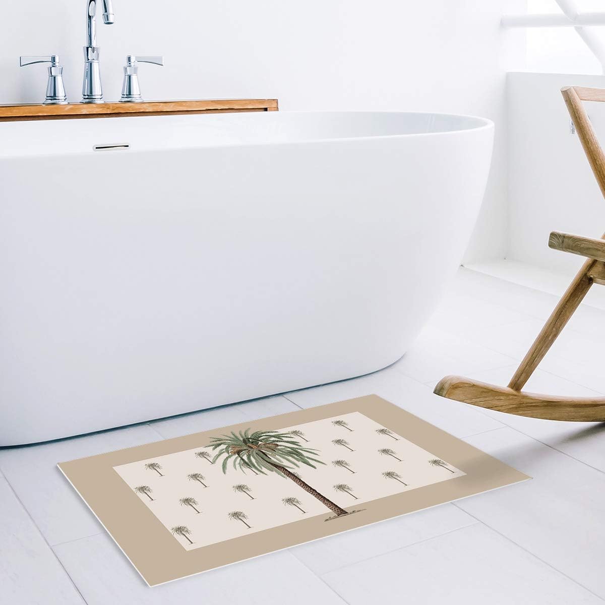 ZOE GARDEN Tapete antideslizante para puerta, diseño tropical de playa, decoración de palmeras para cocina, puerta delantera, baño, tapete lavable