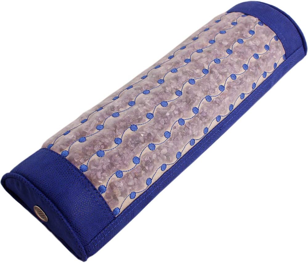 GemsMat – Capri – Almohada natural 100% de piedra amatista 16 pulgadas de largo x 5 pulgadas de ancho x 3 pulgadas de alto (firme) Mat Cuello de