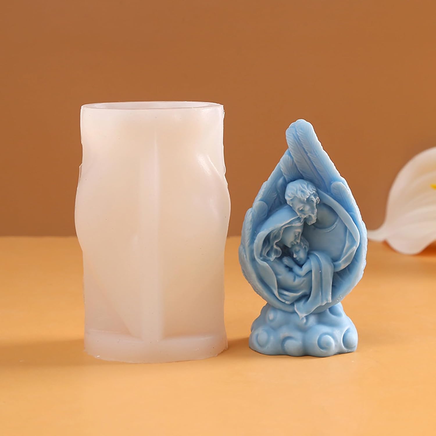 Religión Natividad Estatua de Silicona Molde de Aromaterapia Vela Yeso DIY Resina Epoxi Molde de Fundición de Escritorio Ornamento
