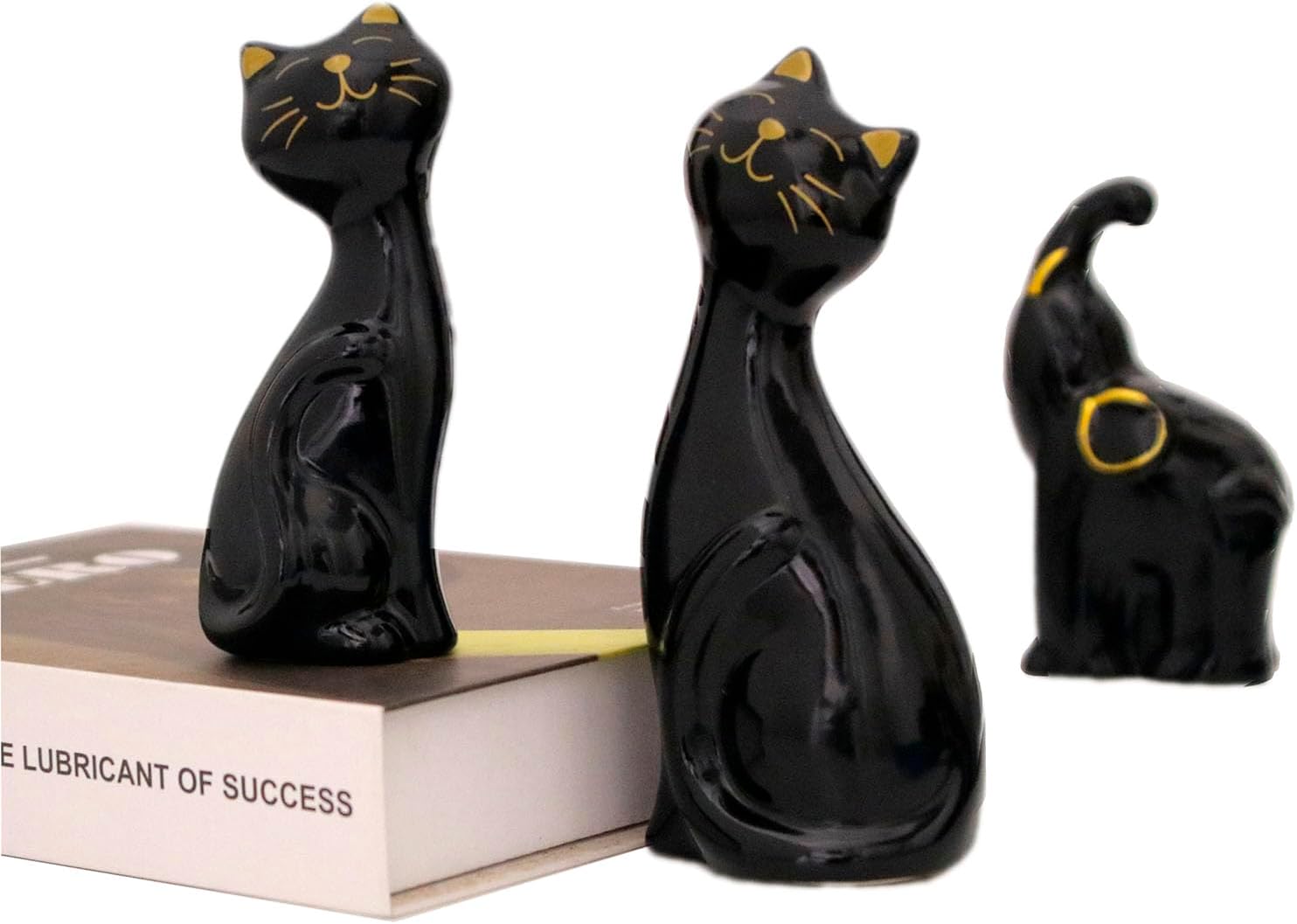 Wisifayardin 2 figuras y estatuas de gato negro para decoración del hogar, figura de gato negro para amantes de los gatos