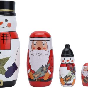 Juego de 5 muñecas rusas únicas de anidación, adornos navideños redondos brillantes, juguetes de anidación, regalos festivos para decoración Juego de 5 muñecas rusas únicas de anidación, adornos navideños redondos brillantes, juguetes de anidación, regalos festivos para decoración