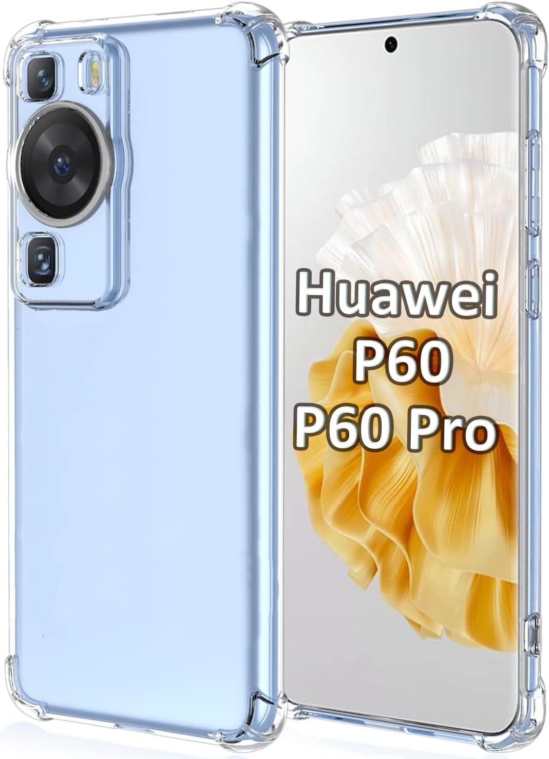 Funda para Huawei P60 Pro y Huawei P60 Transparente TPU Cuatro Esquinas Cubierta Protectora Transparente Suave