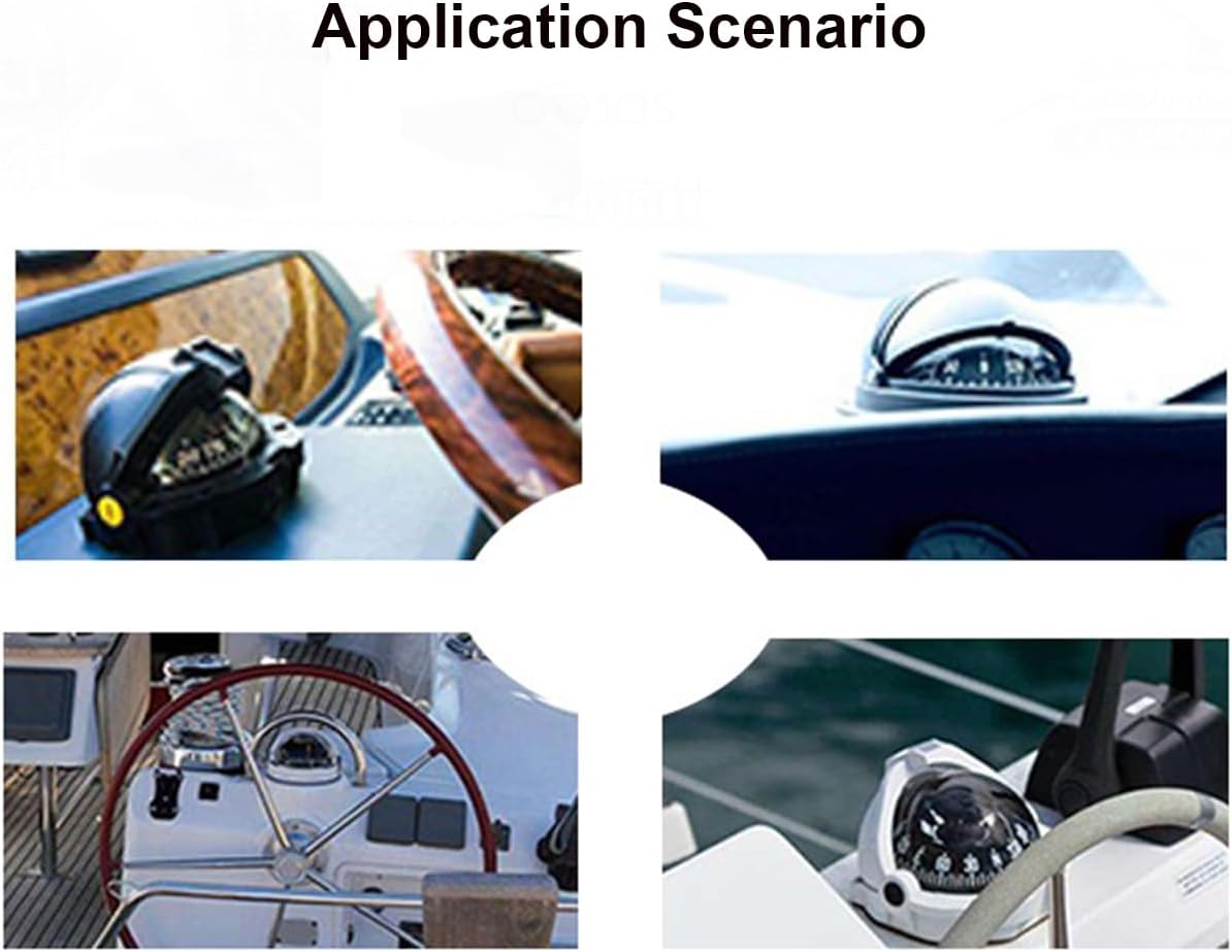 Brújula para tablero de instrumentos de barco, automóvil, camión, brújula nocturna visible con soporte de navegación electrónica marino claro para