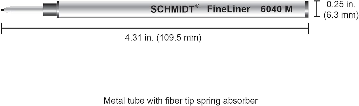 SCHMIDT 6040 Fineliner con recambio de resorte 0.039 in, punta azul, paquete de 2 ampollas (SC58118)