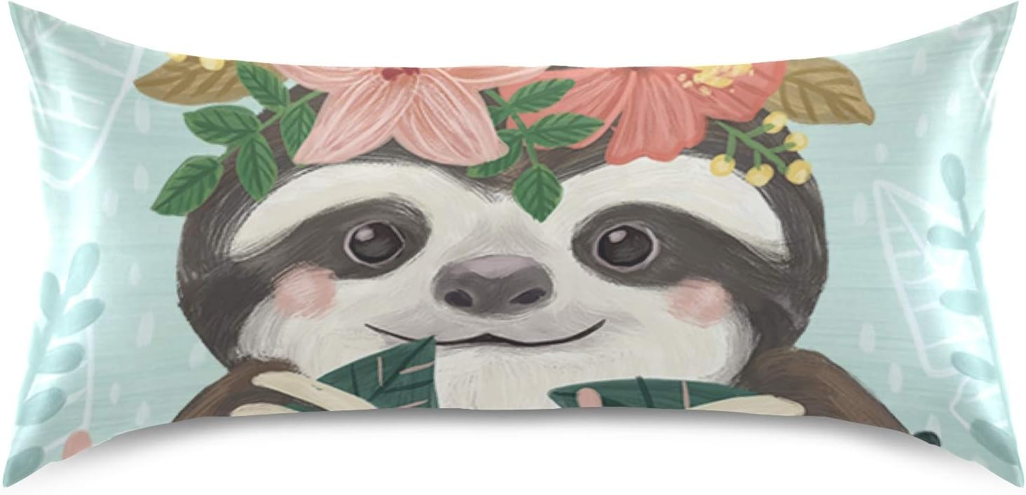 xigua Fundas de almohada de satén de perezoso transpirable para cabello y piel, funda de almohada sin cremallera con cierre de sobre para sofá,