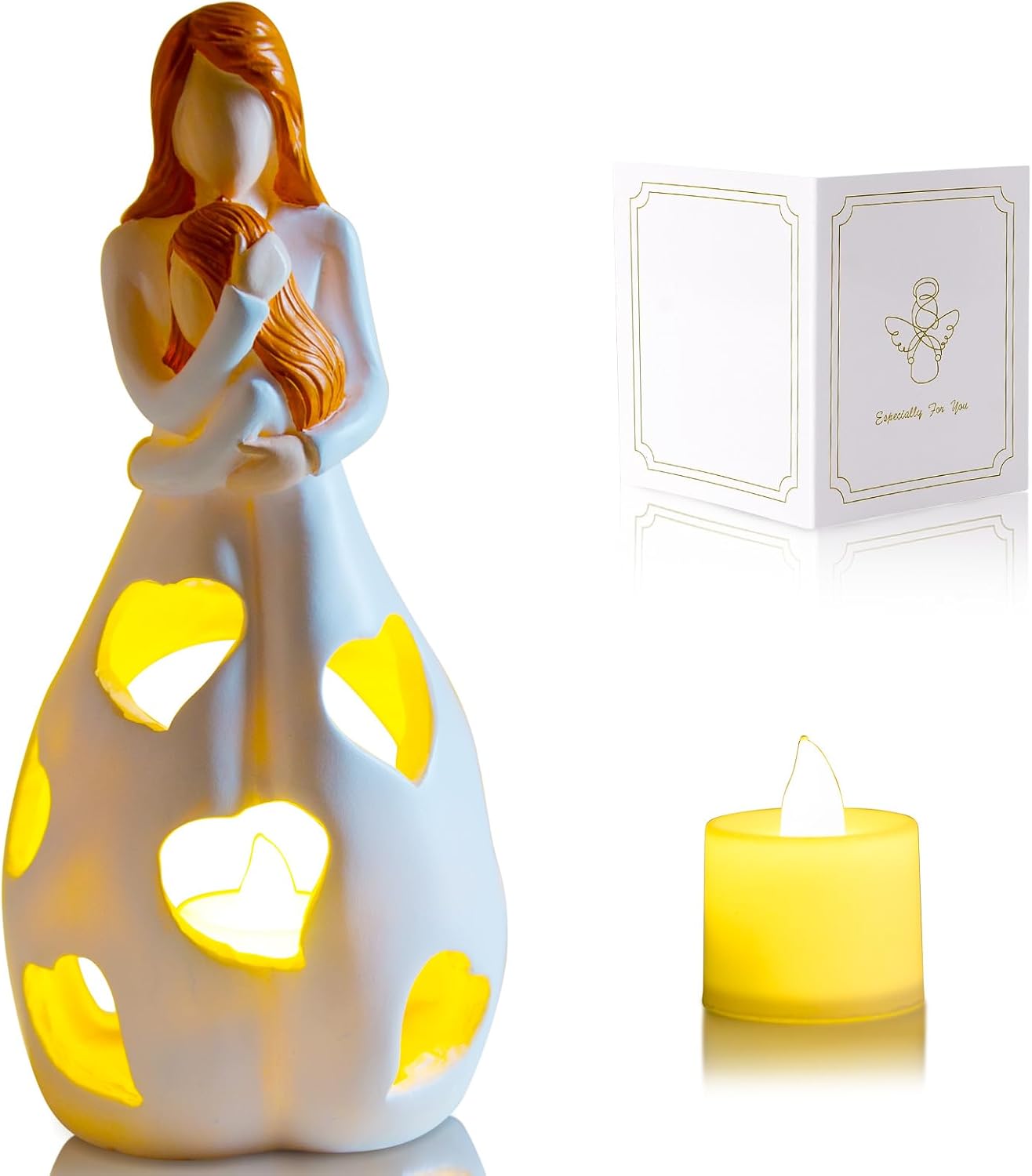 Styleonme Lámparas de vela, Estatua de la Madre e Hija, Regalos de Navidad de la hija, Gran Madre Regalos, Regalo de la Hija de la Madre, Regalo de