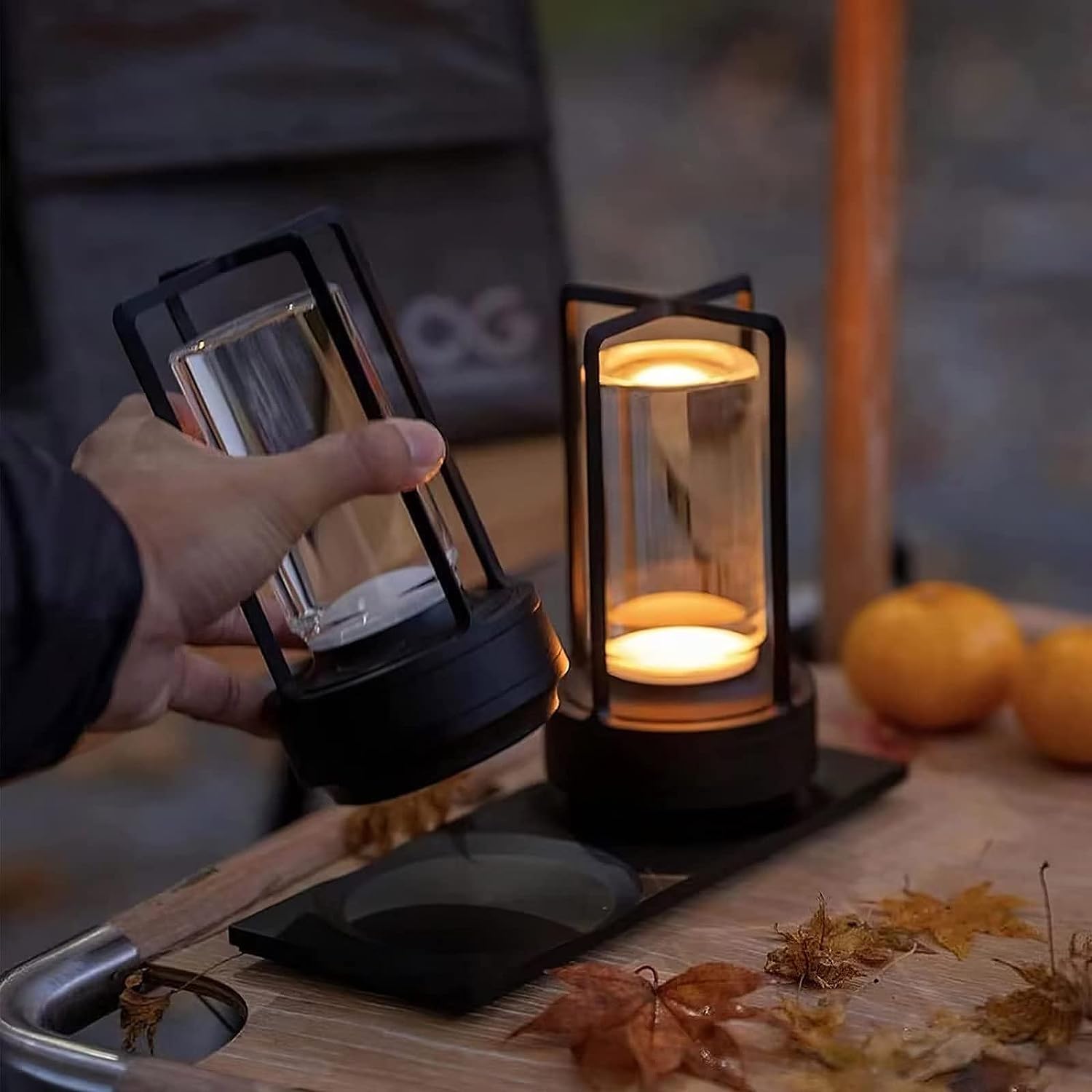 Lumisom – Lámpara de mesa Lumisom, lámpara de mesa de farol de cristal Lumisom, luz Lumisom, 3 colores recargables e inalámbricas para luces de