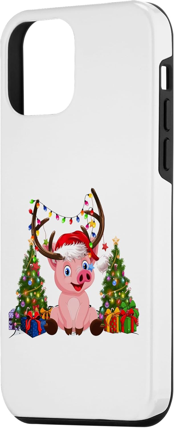 iPhone 12 mini Funny Pig Lovers Cute Pig Santa Hat Ugly Christmas Sweater Case