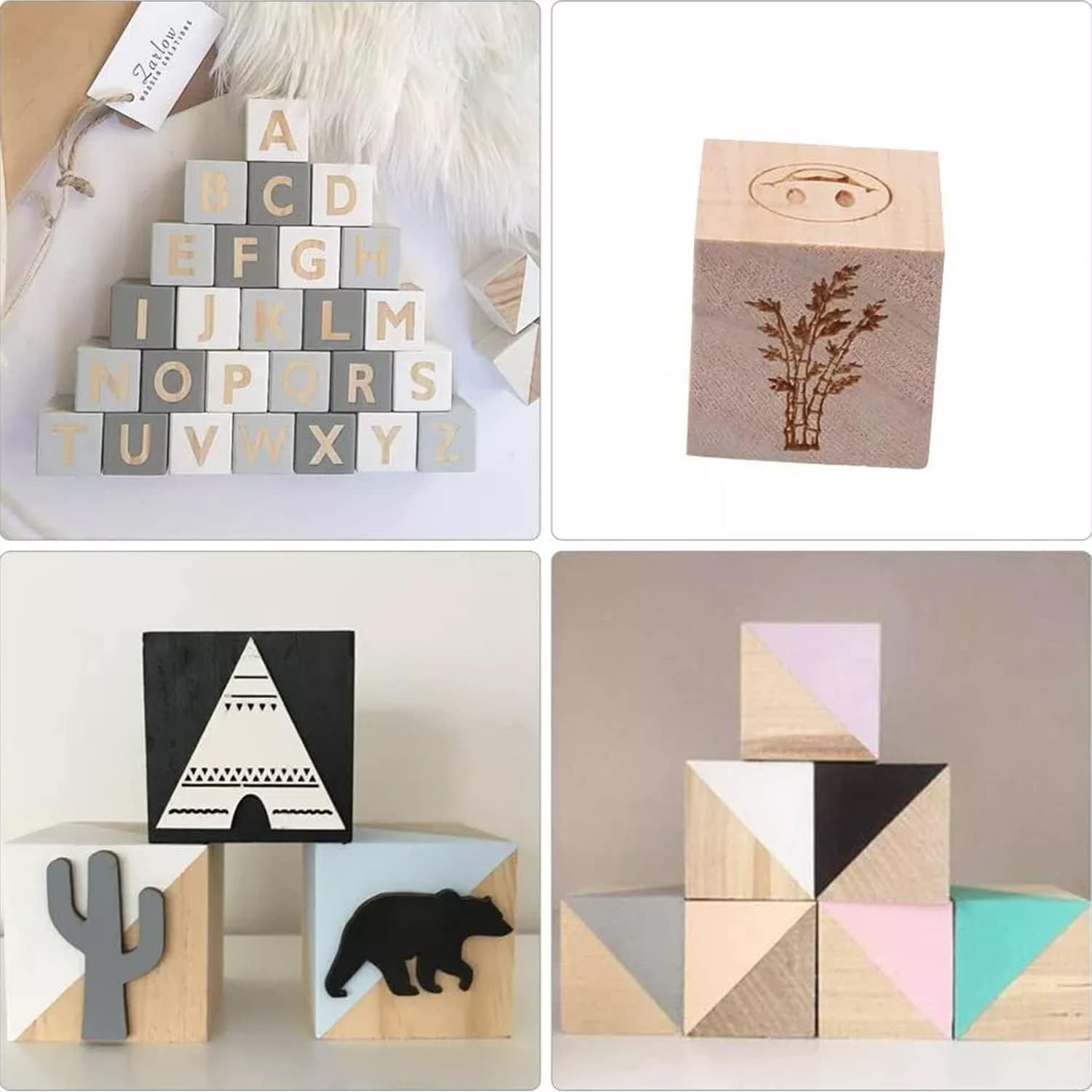 Bloques de madera para manualidades, cubos de madera sin terminar, bloques de madera natural de 0.8 in, paquete de 80 bloques cuadrados de madera,