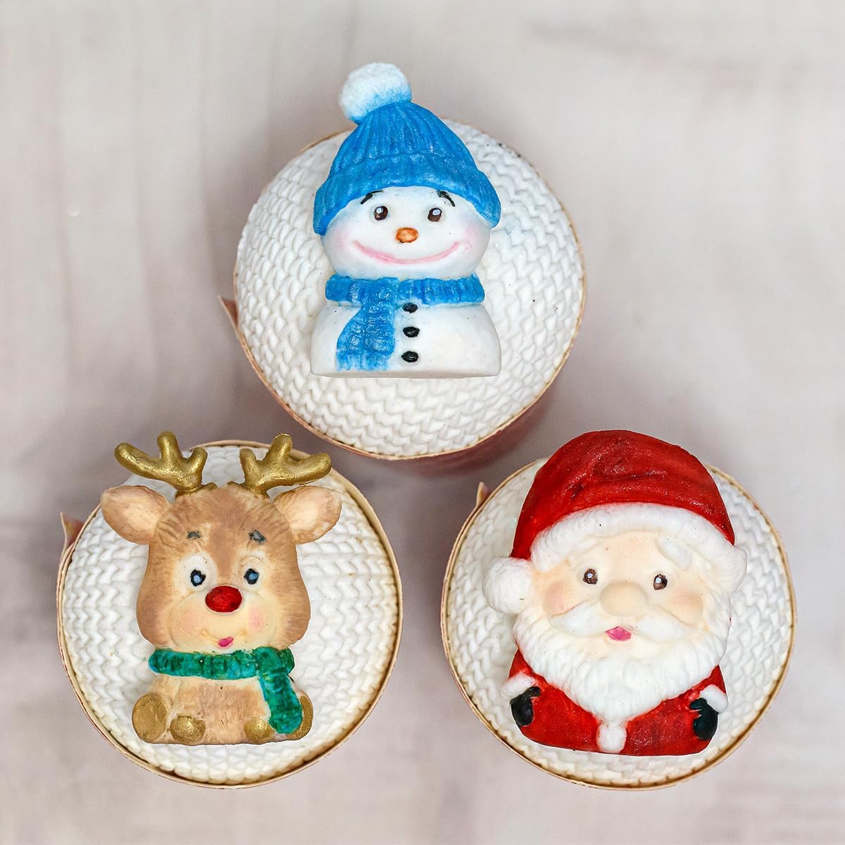 Katy Sue Molde de silicona de personajes navideños para decoración de pasteles de Navidad, galletas y manualidades, hace que Papá Noel, reno y