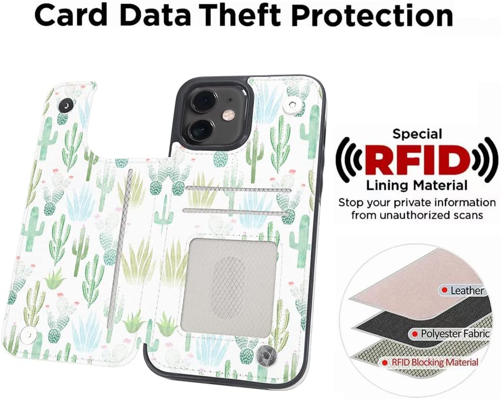 uCOLOR Funda tipo cartera para iPhone 11 con tarjetero, piel sintética, con función atril, ranuras para tarjetas, doble cierre magnético, bloqueo