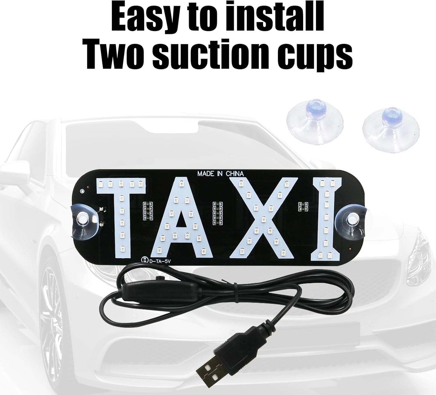 1 luz de taxi de 7.4 x 2.5 pulgadas, logotipo de luz LED de taxi intercambiable, decoración LED de taxi de PVC, lámpara de luz de taxi inversor de