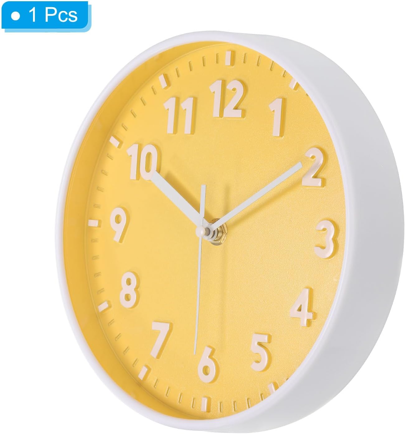 PATIKIL Reloj de pared de 8 pulgadas, con número 3D, de cuarzo, funciona con pilas, silencioso, sin tictac, redondo, para oficina, dormitorio,