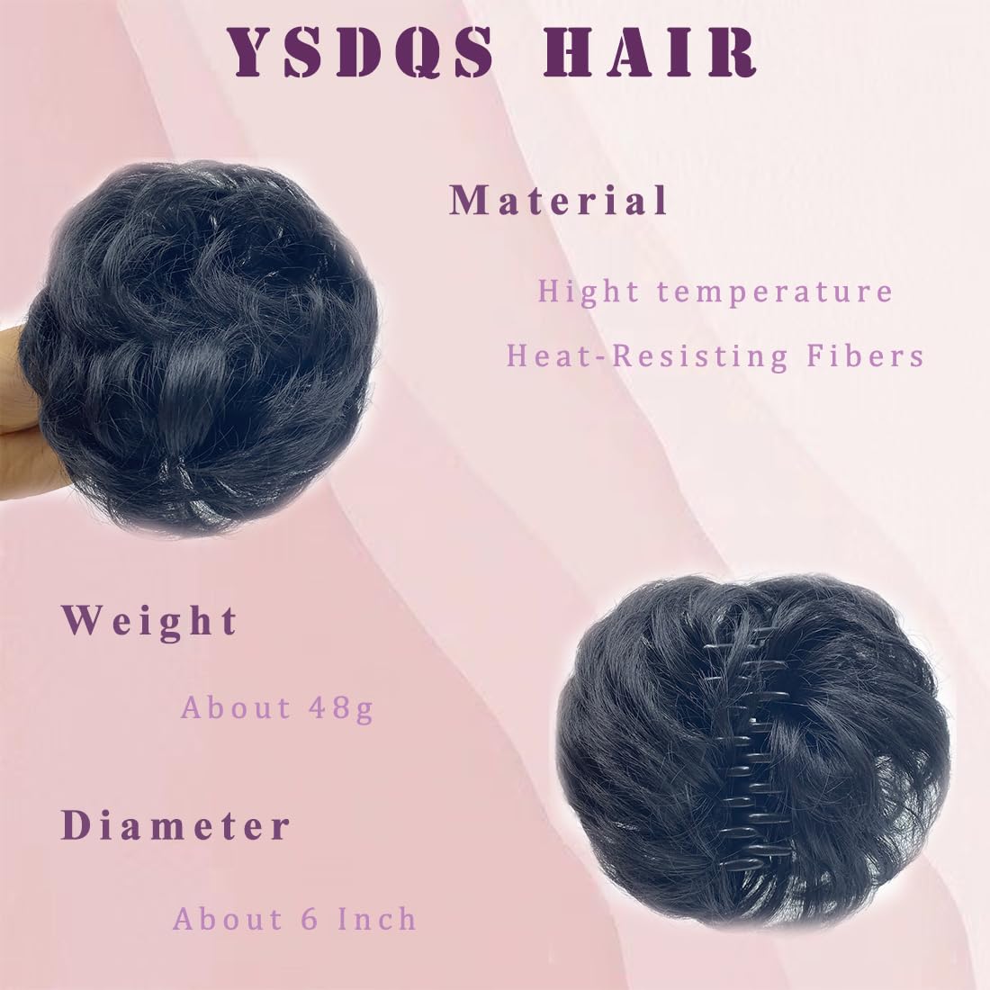 Extensión de cabello desordenado con reflejos, moño de garra, extensión de cola de caballo sintética con cordón elástico, extensión de moño para