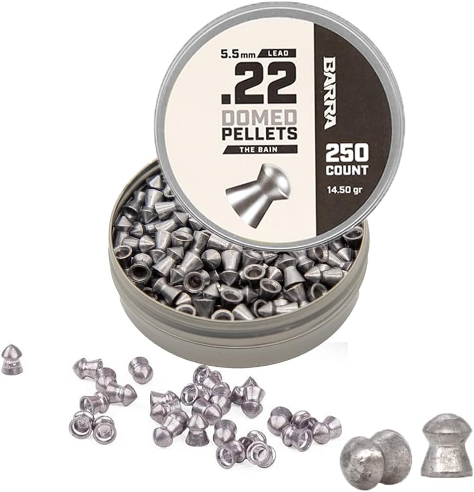 Barra Bain Domed – Pellets de rendimiento de 0.22 Cal de 0.217 in, peso de grano de 14.50, para rifles de pellets, largo alcance, juego pequeño,