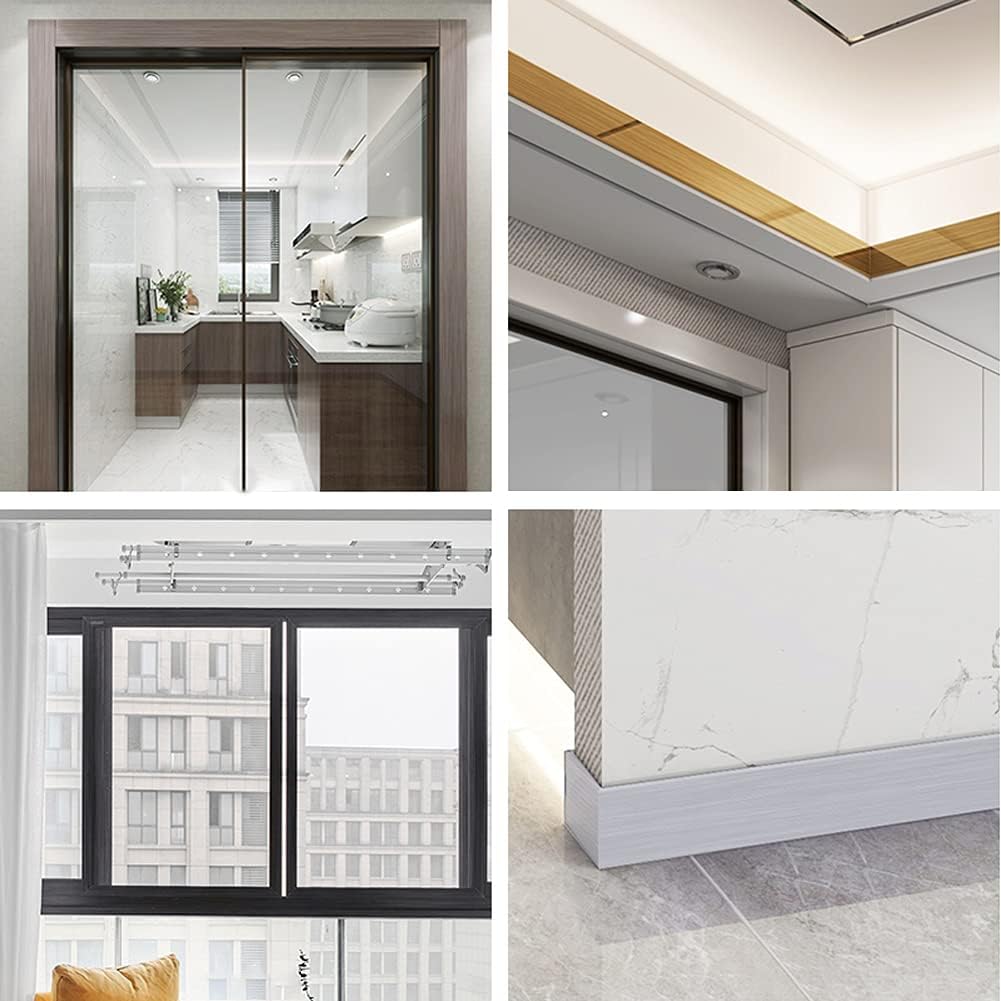Kelendle Papel tapiz metálico para despegar y pegar, moldura flexible, autoadhesiva, líneas de pared, líneas de borde para baño, cocina, hotel,