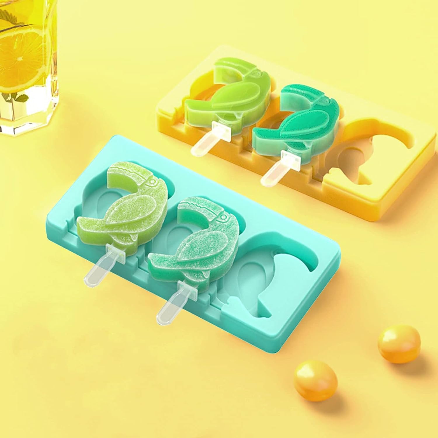 Moldes para paletas  Molde de silicona para paletas de 3 cavidades con tapa reutilizable  Molde de helado de bricolaje ideal para pasteles y helados