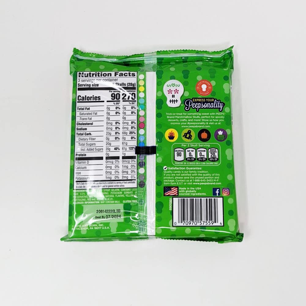 Peeps Malvavisco, calaveras, 3 oz – Paquete de 3, blanco