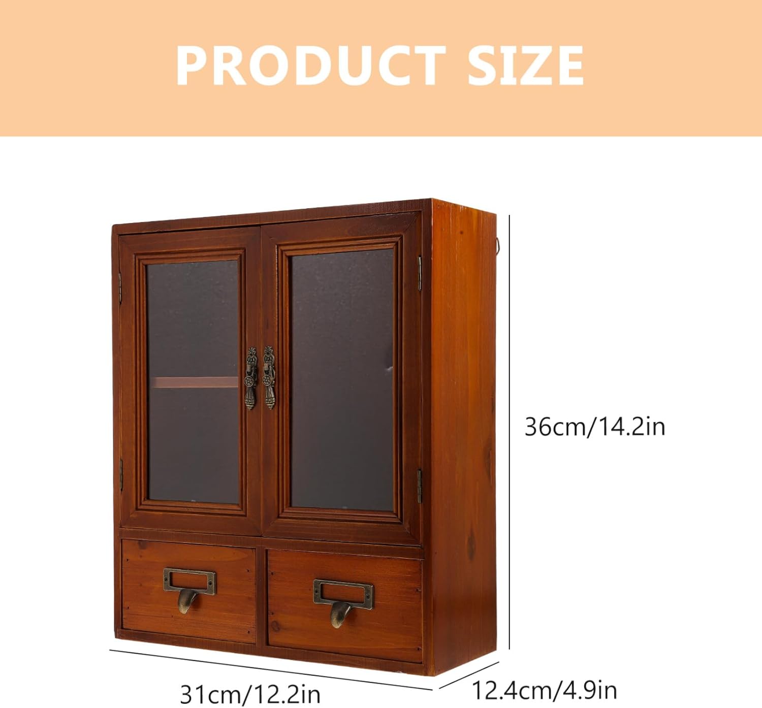 Holibanna Gabinete de almacenamiento de pared de madera, gabinete de medicina de pared de baño, armario de cocina colgante rústico para colgar en la