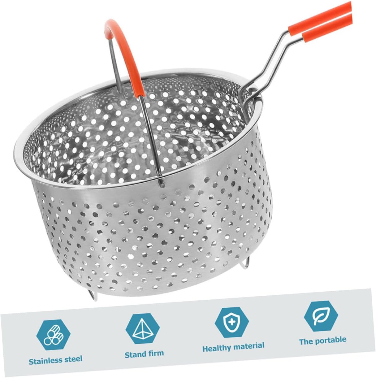 Cesta de fritura de acero inoxidable colador de alimentos fritos colador de fideos con asa cesta de espagueti cesta de metal freír contenedores de