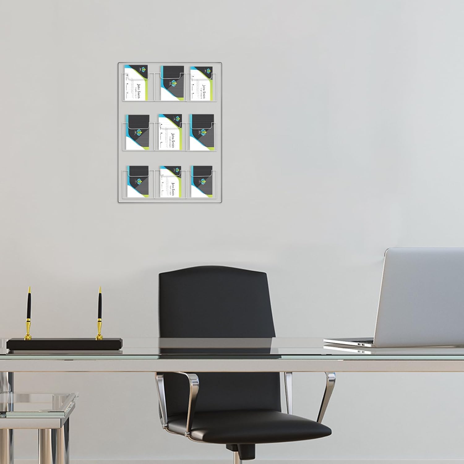 Soporte vertical para tarjetas de visita múltiple, organizador de tarjetas de visita de acrílico, soporte de exhibición para escritorio de pared (9