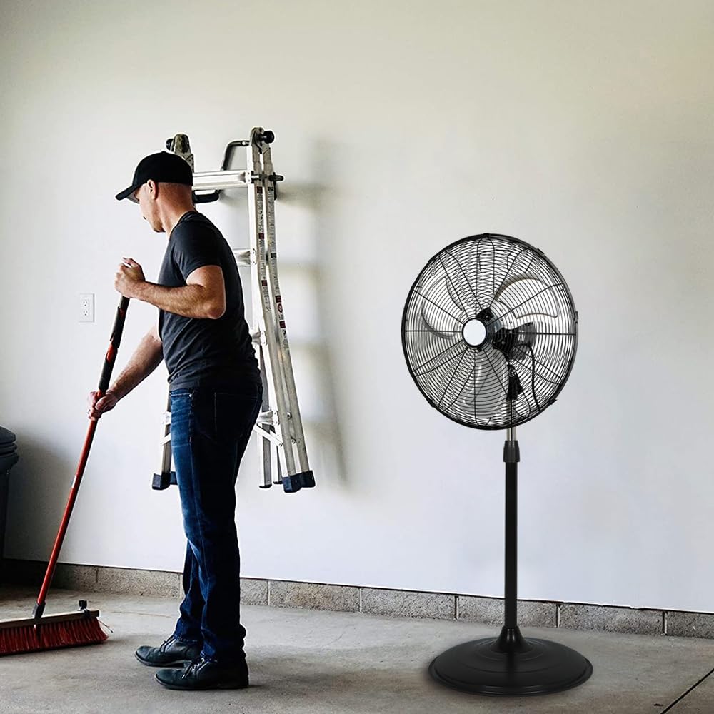 BILT HARD Ventilador de pedestal de alta velocidad de 20 pulgadas, ventilador de pie oscilante industrial de 3 velocidades 5200 CFM, ventilador de