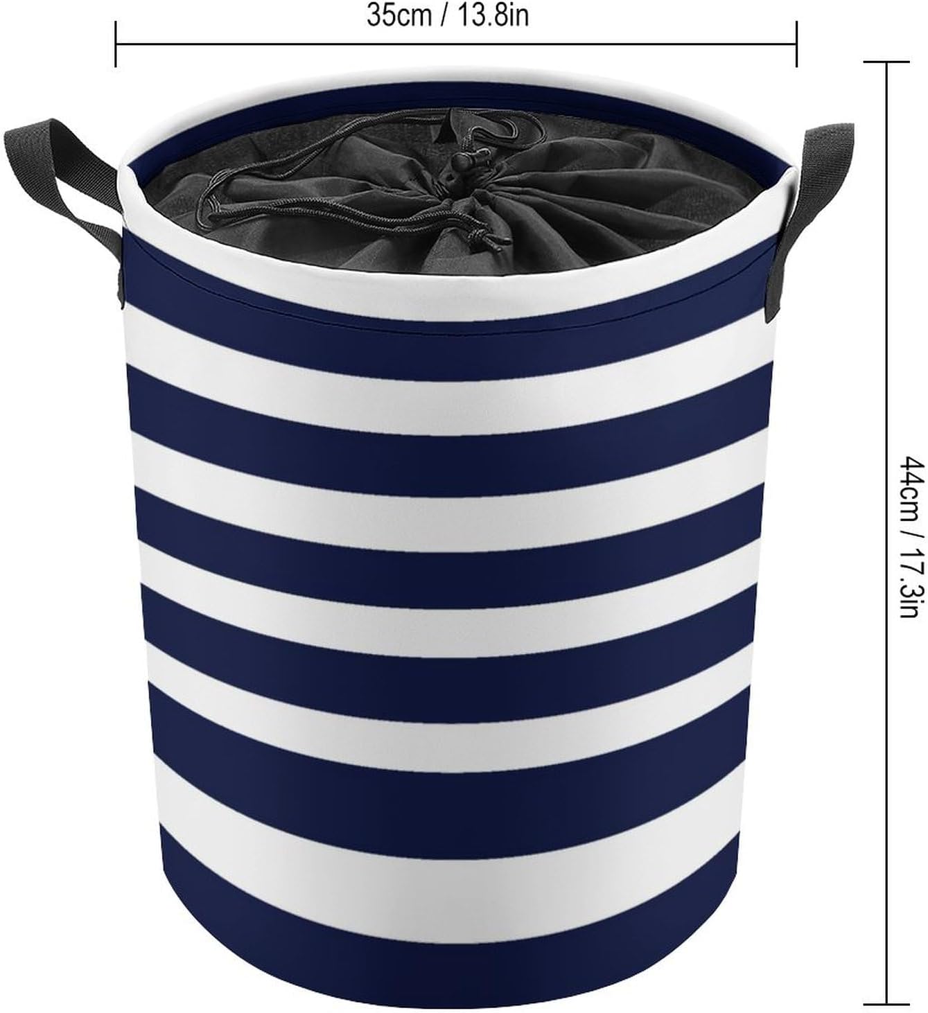 Cesta grande para ropa sucia, diseño de rayas clásicas, color azul marino y blanco, plegable, para baño, dormitorio universitario, almacenamiento