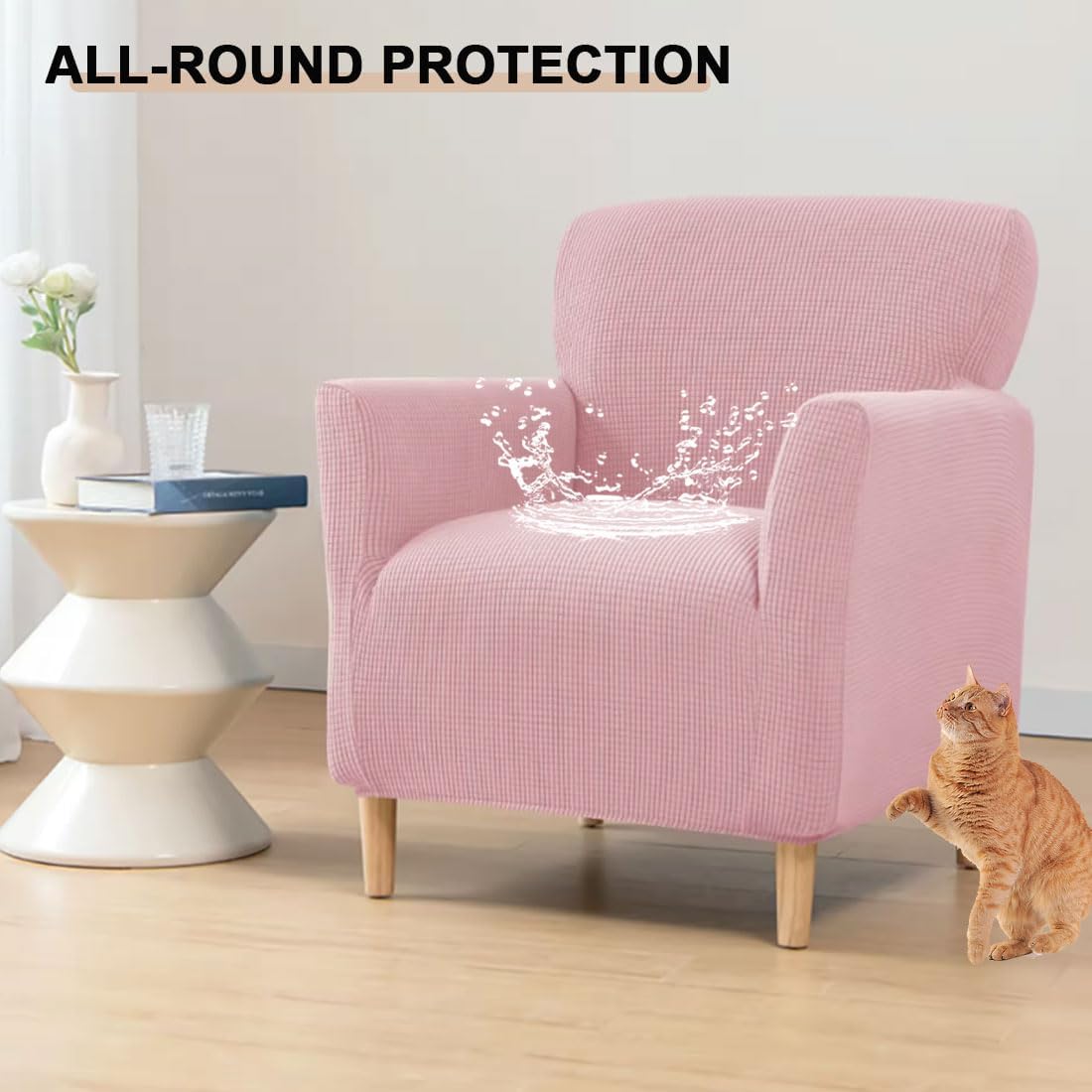 Bifaunvogel Funda impermeable para silla decorativa con brazos, tela jacquard elástica para sofá, funda de sofá suave, tapizada, protector de silla