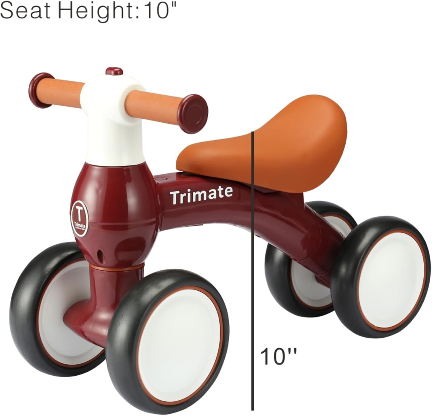 Trimate Bicicleta de equilibrio Baby Walker, rojo vino, juguete perfecto para niños de 1 año, con 4 ruedas, ideal para niños y niñas (12-24 meses)
