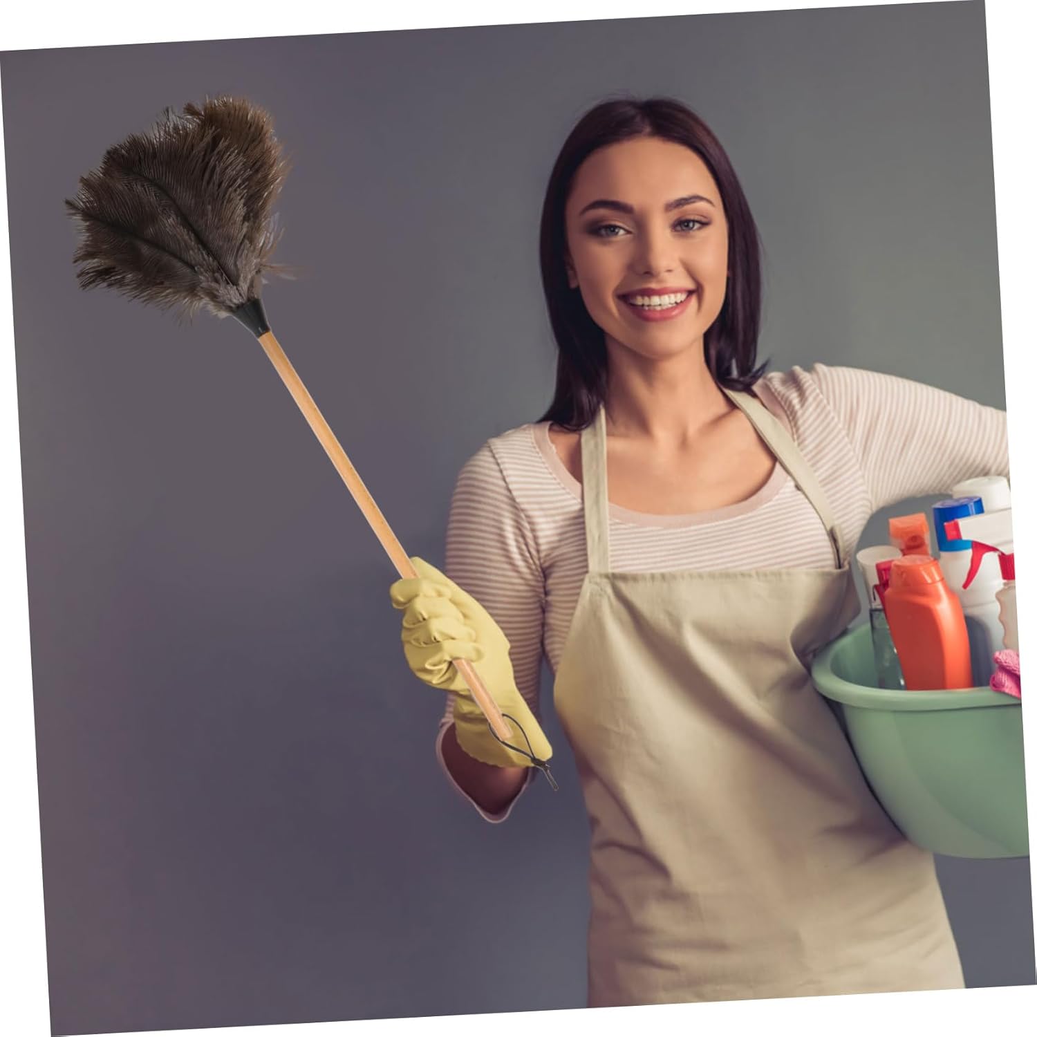 DOITOOL Plumero de pelo suave, escoba telescópica de avestruz, fregona de lavado de coche, plumero de madera, limpieza del hogar, herramienta de