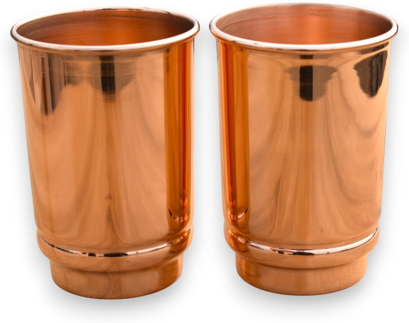 HEALTHANDWEALTH Vasos de cobre para beber  Ayurvedic Health Pure Copper Tumblers  Juego de 2 piezas  11.8 fl oz (11.8 onzas líquidas)