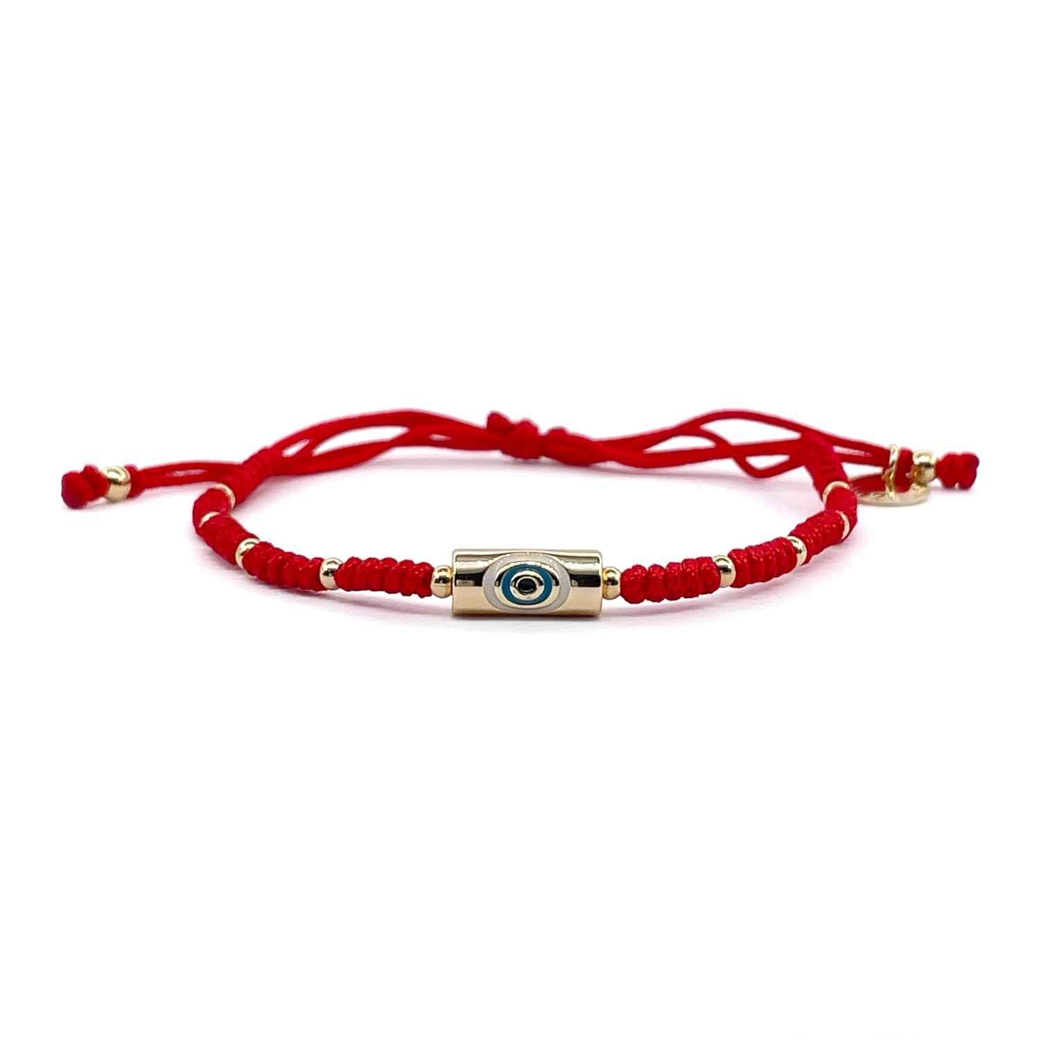 CRUZONE Red Nylon Evil Eye Bracelet for Women – Adjustable, Handmade & Woven with Good Luck Protection Charm (Red)