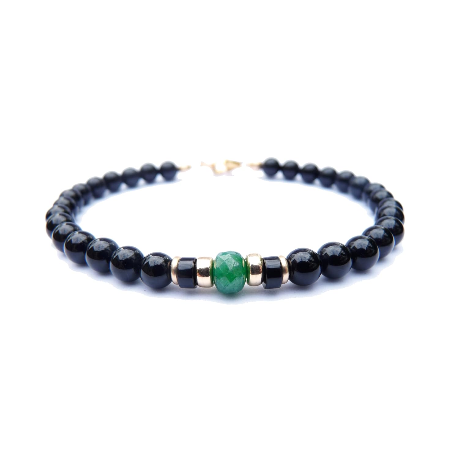 EMERALD Jewelry Mens Birthstone May Birthstone Taurus & Genini Zodiac 6MM Black Beaded Father & Son Gifts