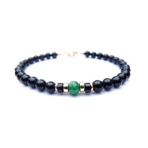 EMERALD Jewelry Mens Birthstone May Birthstone Taurus & Genini Zodiac 6MM Black Beaded Father & Son Gifts EMERALD Jewelry Mens Birthstone May Birthstone Taurus & Genini Zodiac 6MM Black Beaded Father & Son Gifts