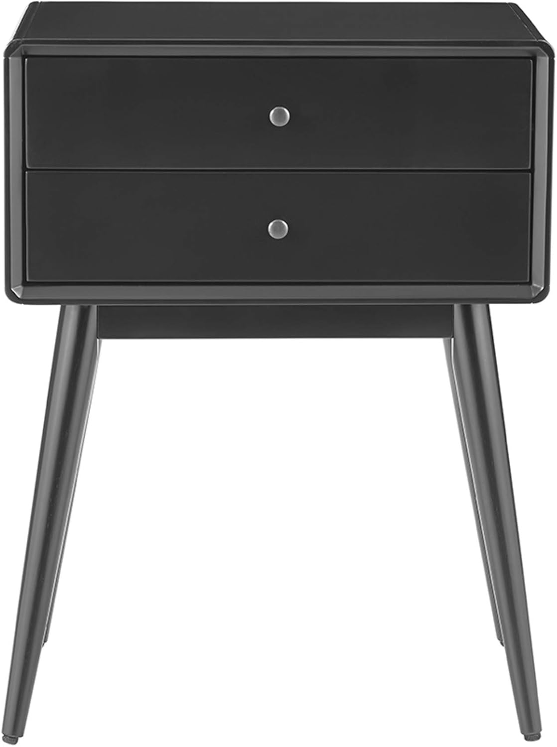 Elle Decor Stephanie – Mesa auxiliar, mesita de noche moderna de mediados de siglo o decoración de sala de estar con dos cajones para