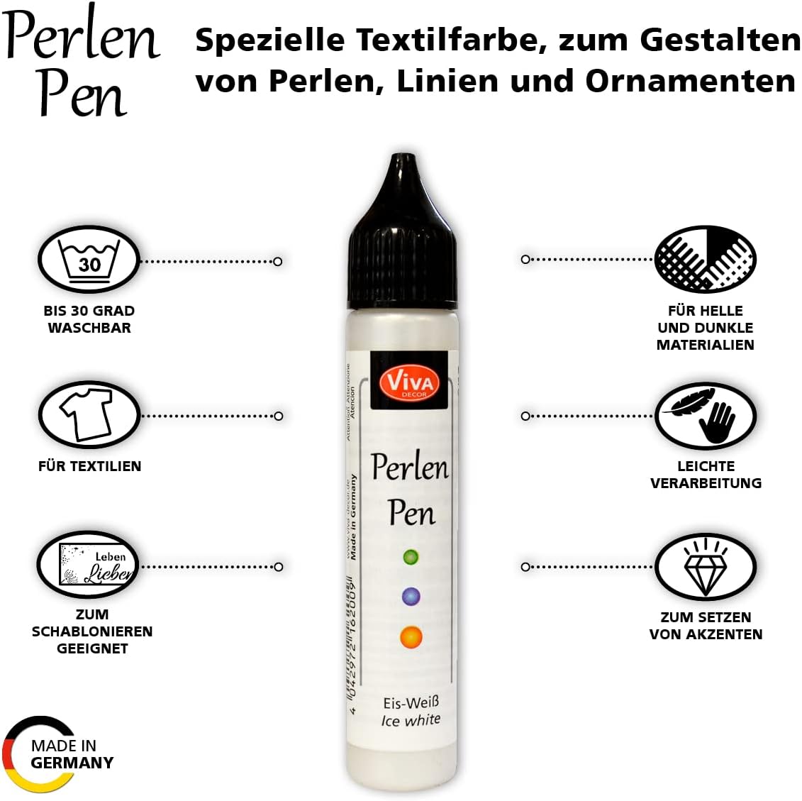 Viva Decor Bolígrafo de perlas de 0.8 fl oz, azul claro