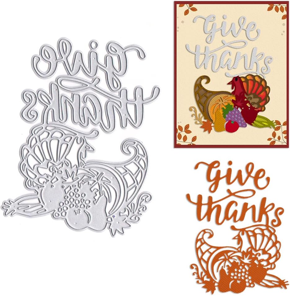 Troqueles de corte de metal de Acción de Gracias para hacer tarjetas, otoño, dar gracias, palabras, frutas, fondo, plantilla, herramienta para