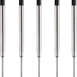 DunBong Recambios de tinta negra para bolĂgrafo repuesto de metal de punta media negro DunBong Recambios de tinta negra para bolĂgrafo repuesto de metal de punta media negro