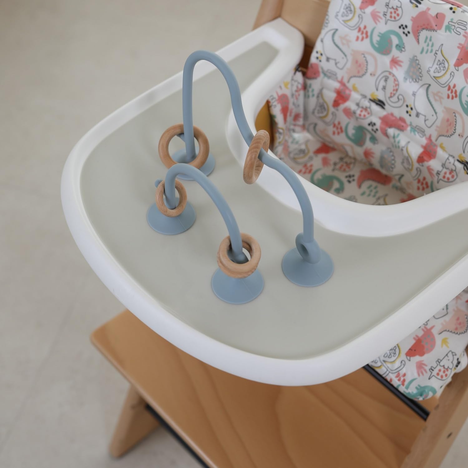 Juguetes para silla alta con ventosas  Juguetes de silicona y madera para silla alta con ventosa para bebés de 6 a 12 meses  Atractivos juguetes de