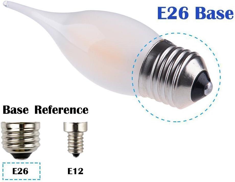 Bombilla LED para candelabro C35 de 2 W (equivalente a 25 W) regulable, lámpara de filamento LED, luz blanca cálida de 2700 K, vidrio esmerilado,