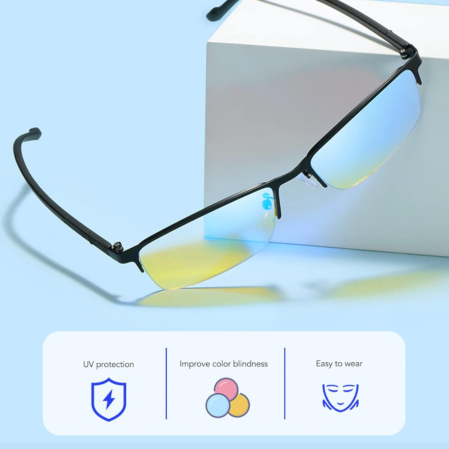 Lentes daltónicos con deficiencia de color, de alta transmisión, flexibles y duraderos, adecuados para diversas formas de cara para hombres y mujeres