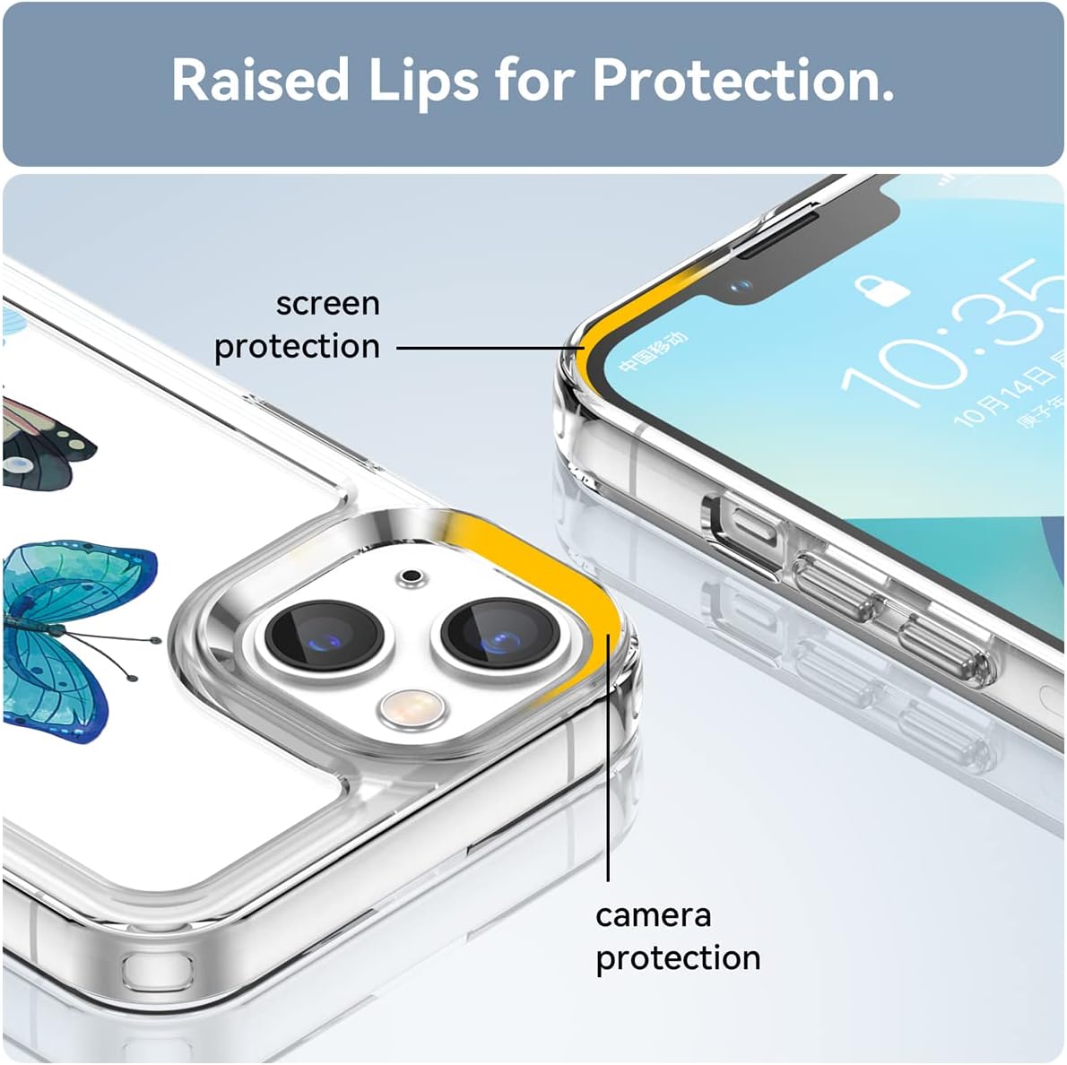 Funda para iPhone 13 con protector de pantalla 9D HD, transparente floral para niñas, a prueba de golpes, carcasa trasera de policarbonato duro para