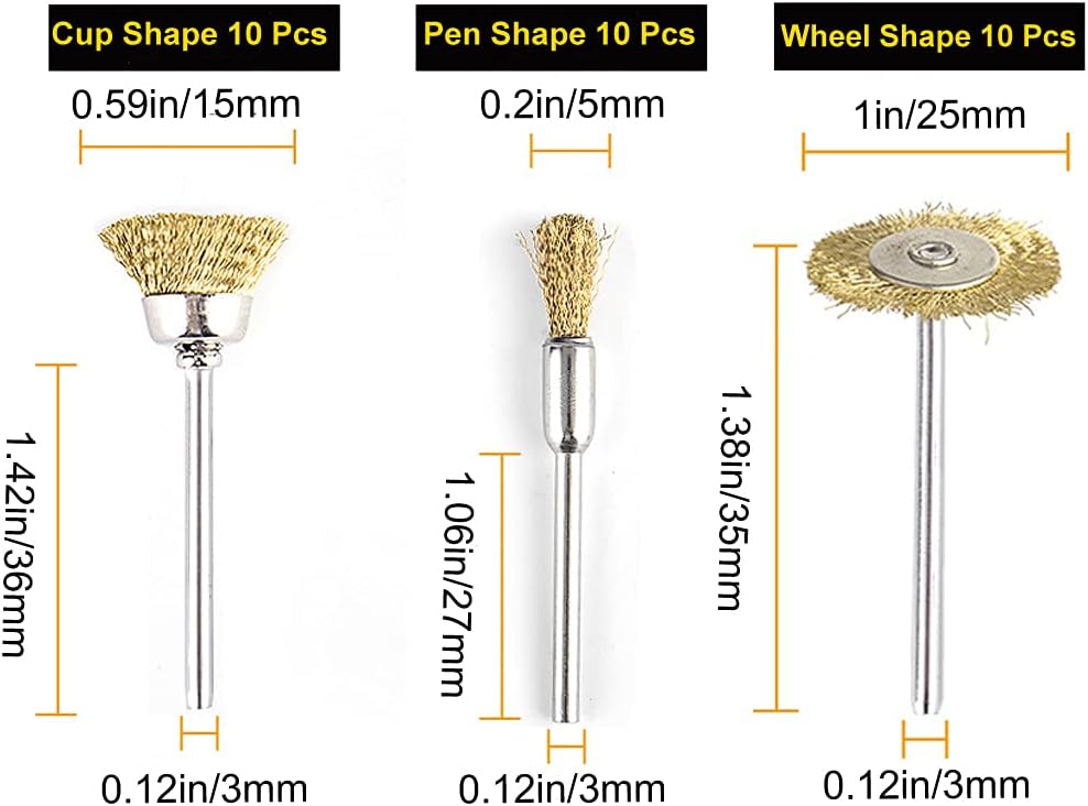 Cepillo de alambre para taladro, 30 piezas de rueda de alambre de latón para taladro, cepillo de alambre Dremel Bits Dremel, accesorios Dremel,