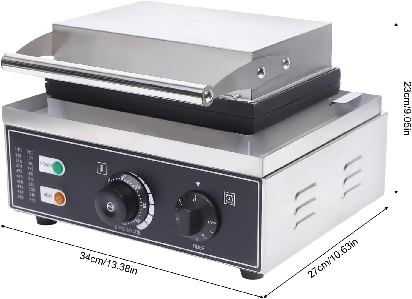 Máquina eléctrica para hacer donas de 110 V 1500 W, 12 piezas de acero inoxidable para hacer donas, máquina de panqueques de aluminio con capa de
