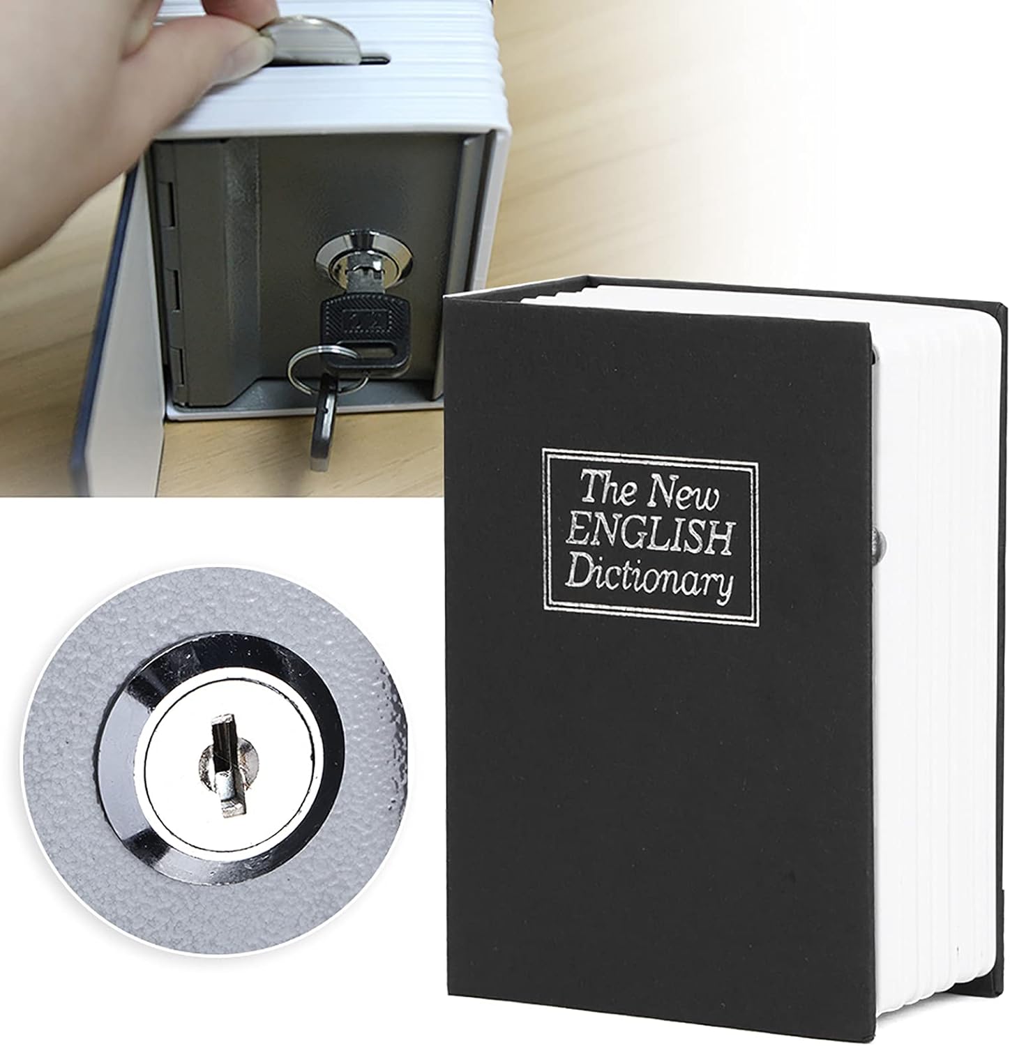 Joyero, caja de seguridad duradera y cómoda con forma de libro para guardar monedas, tarjetas bancarias, tarjeta de identificación para