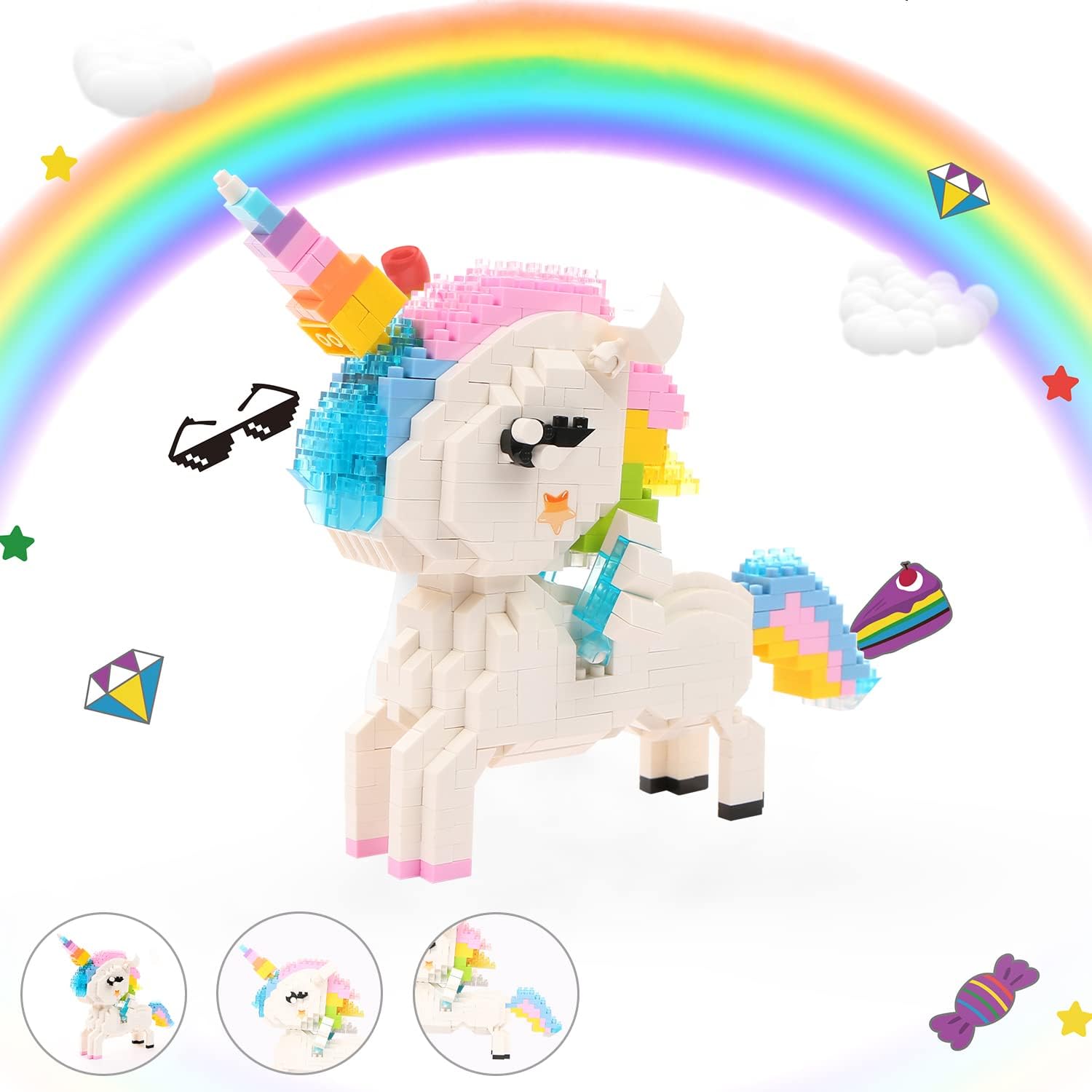 Juego de minibloques de construcción de modelos de animales, colección creativa de bricolaje micro 3D para mascotas, juguete de construcción de