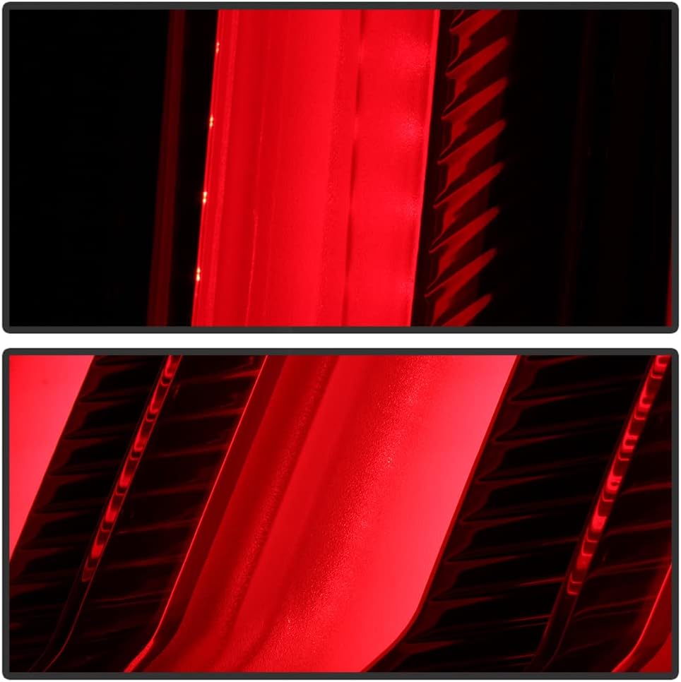 ACANII – Para 2015-2021 Ford Mustang Estilo Euro LED Señal secuencial Tubo Blanco Luces Traseras Luces Traseras Par Izquierdo+Derecho
