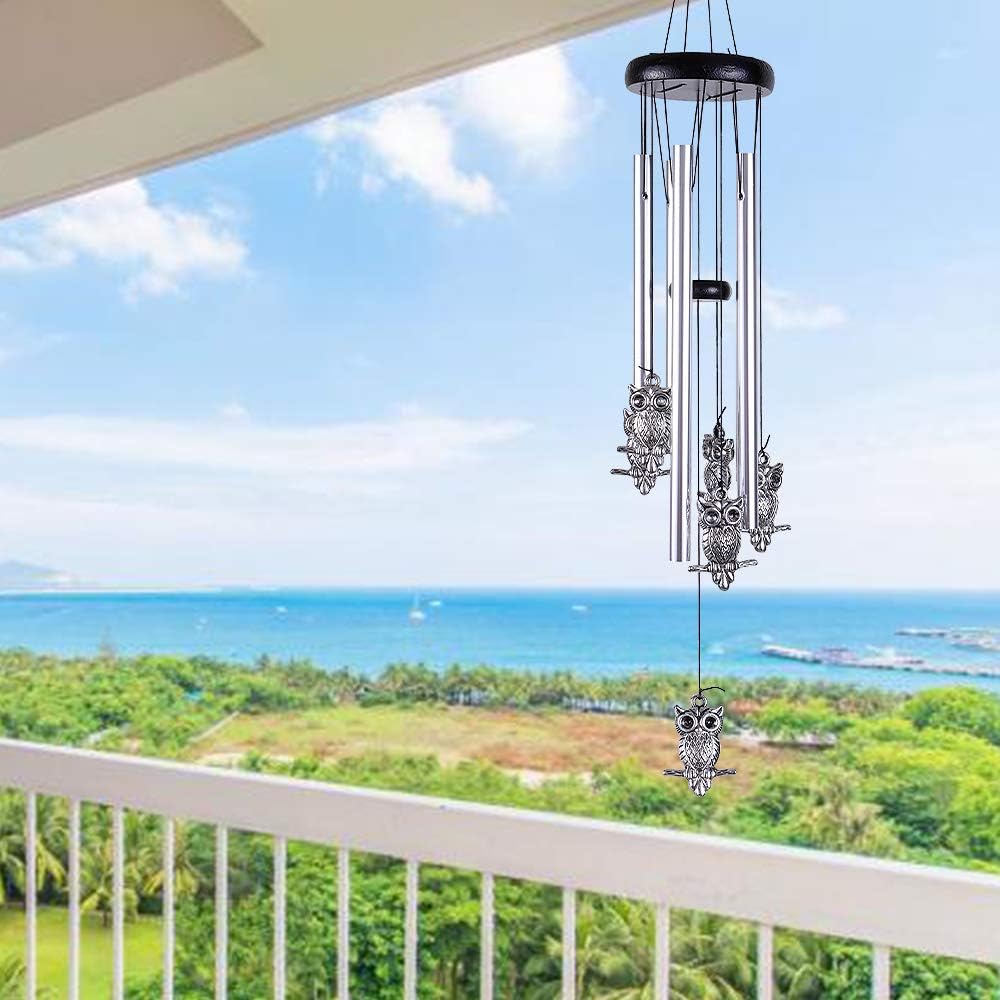 Campanillas de viento de búho al aire libre para decoración de interiores, campanas de viento de búho hechas a mano, campana de viento romántica