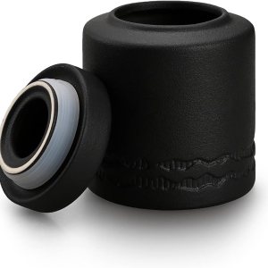 Tarro de almacenamiento de alimentos cilíndrico de cerámica con tapa hermética para café, té, hierbas, azúcar, especias, nueces (negro pequeño)) Tarro de almacenamiento de alimentos cilíndrico de cerámica con tapa hermética para café, té, hierbas, azúcar, especias, nueces (negro pequeño))