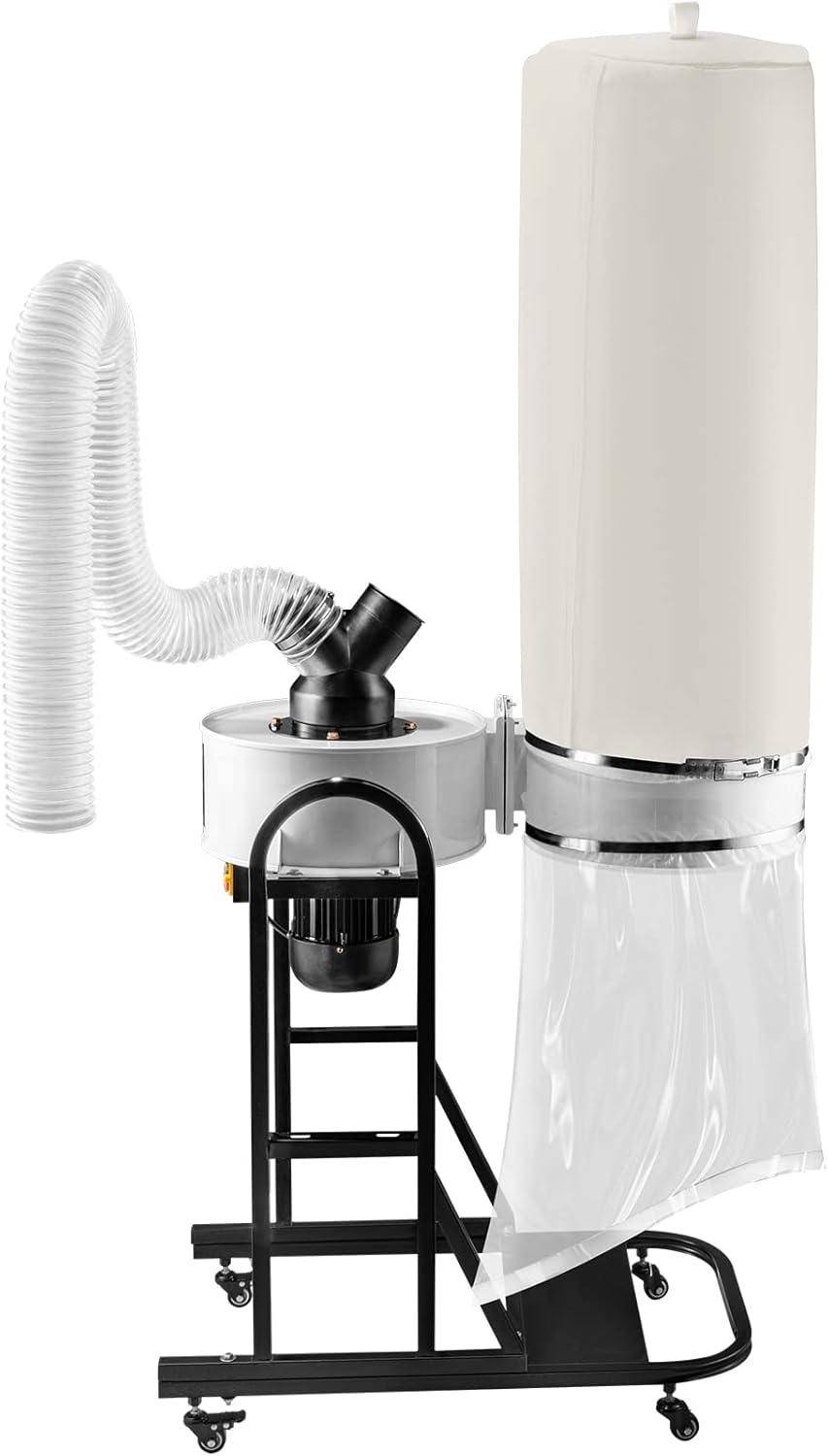 VEVOR Colector de polvo de 1.5 HP, colector de polvo de vórtice portátil de 647 CFM, colector de polvo para carpintería con bolsa de recolección de